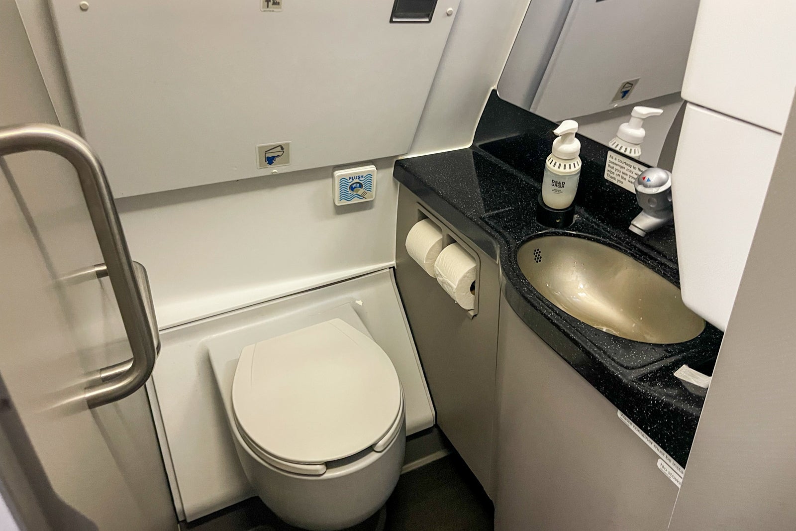 American Airlines first class bathroom