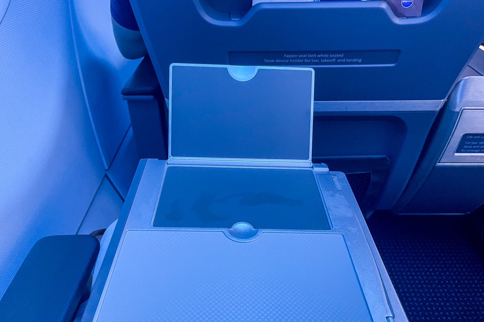 American Airlines first class tray table