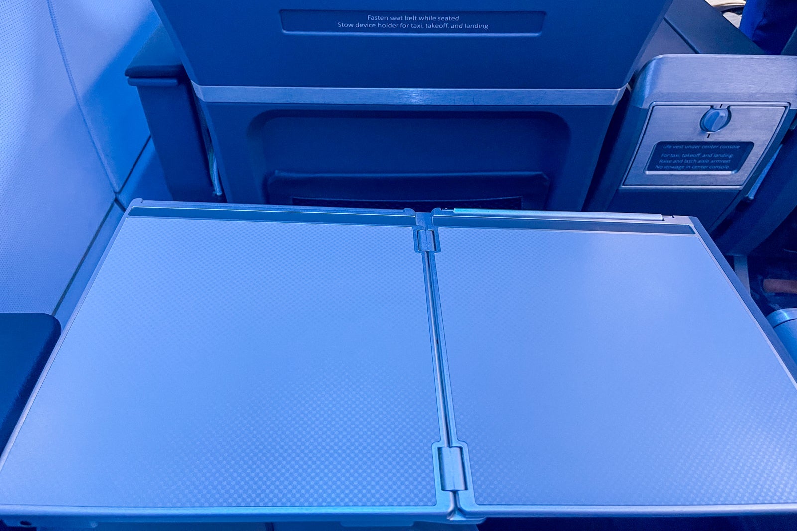American Airlines first class tray table