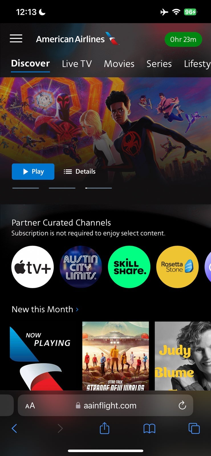 American Airlines streaming entertainment