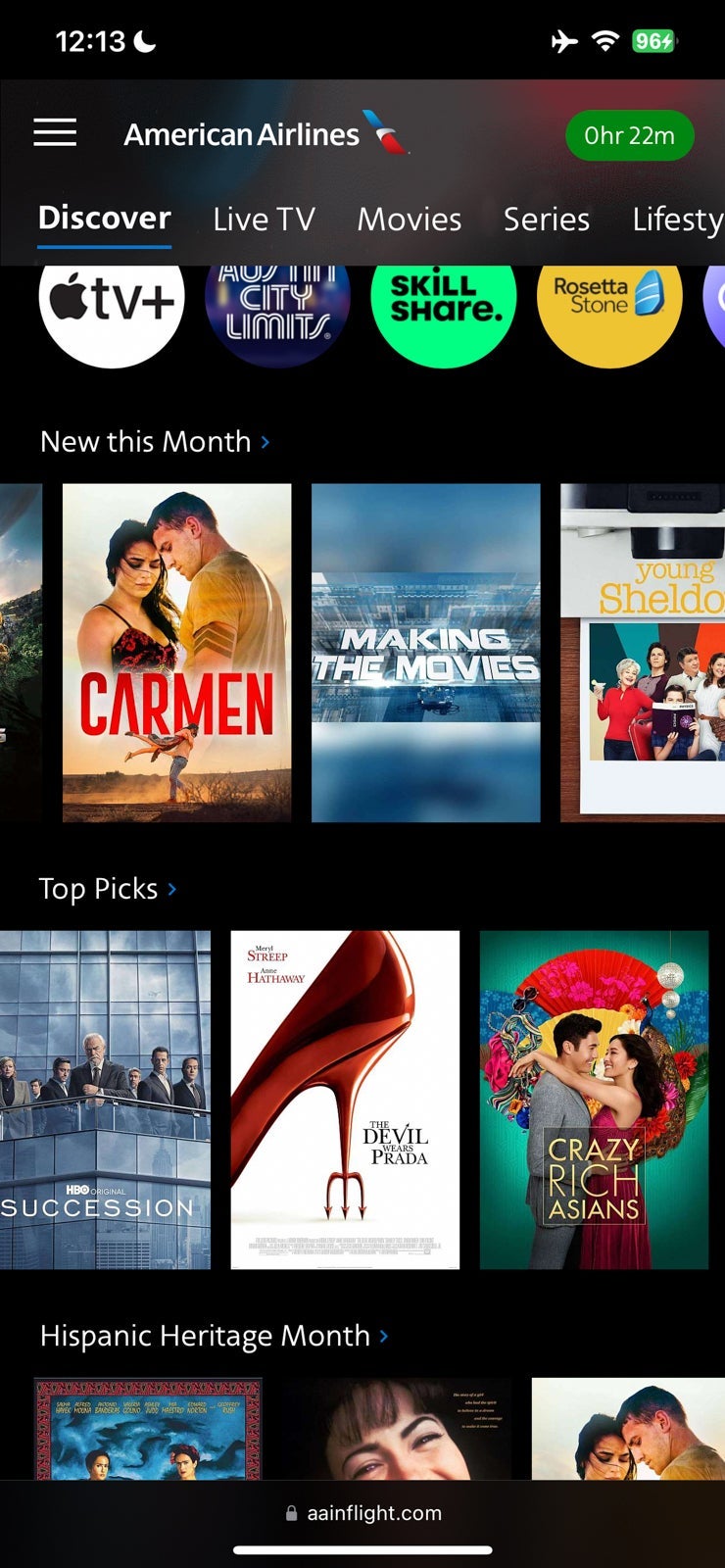 American Airlines streaming entertainment