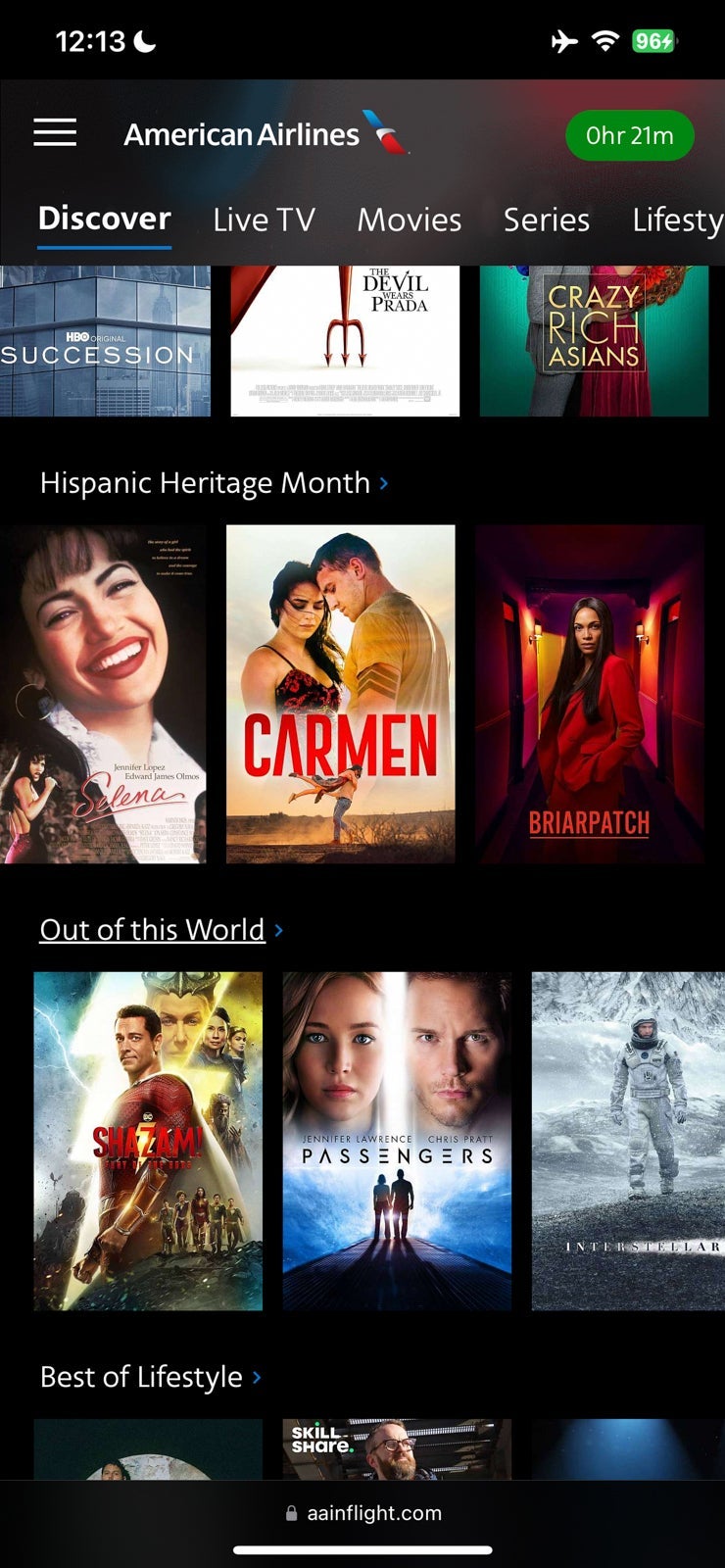 American Airlines streaming entertainment