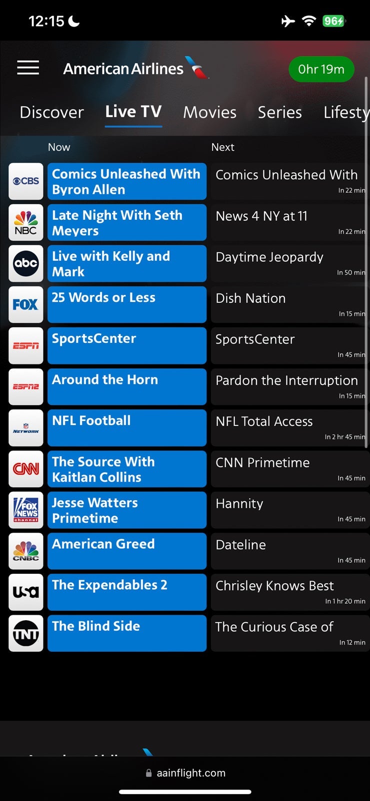 American Airlines streaming entertainment