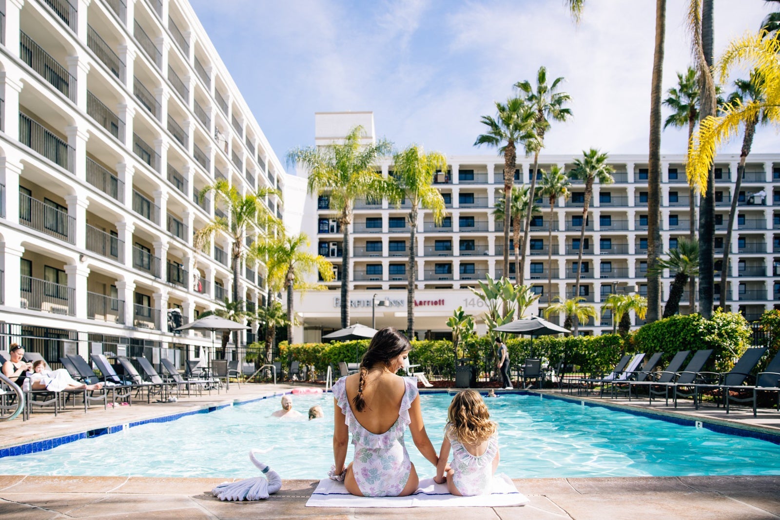 woman and girl at Marriott pool