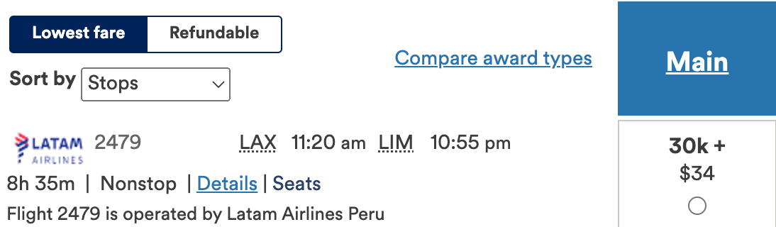 LAX to LIM on Alaska miles