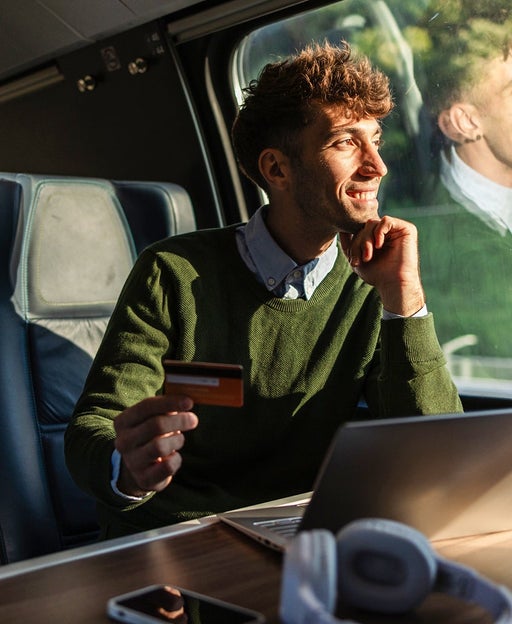 Person traveling by train