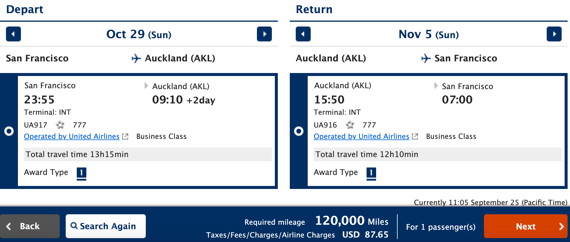 SFO-AKL-SFO ANA Mileage Club
