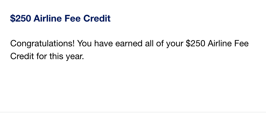 Hilton annual airline fee credit notification.