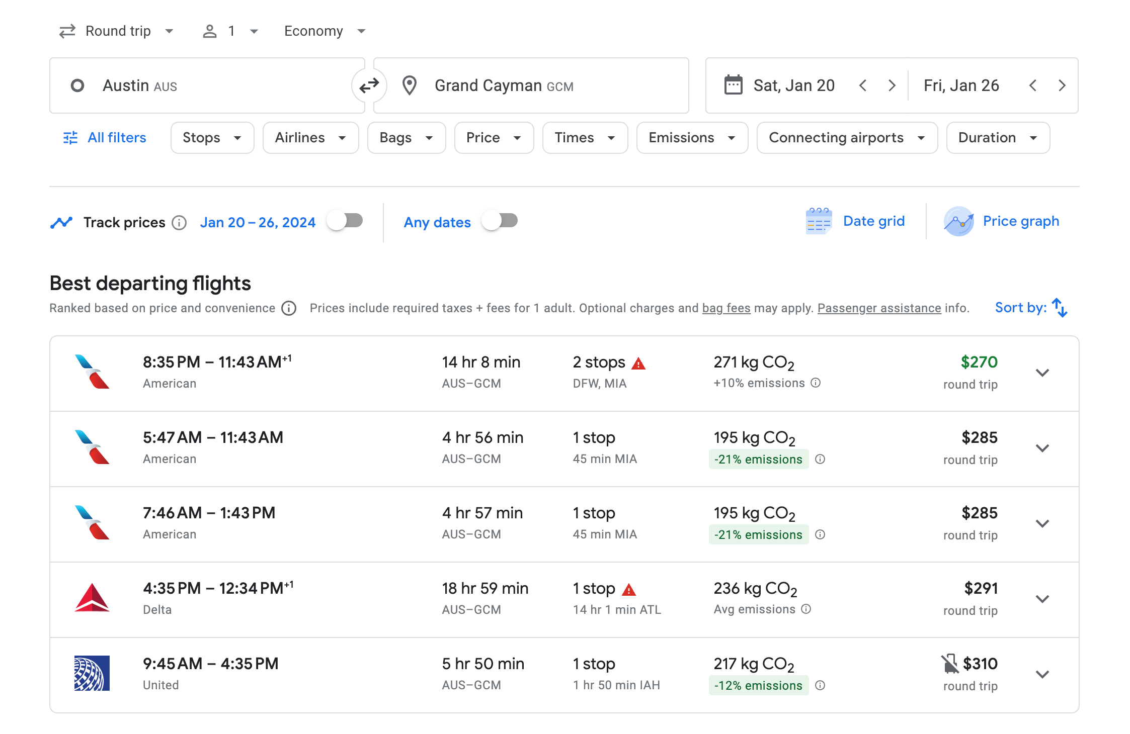 departing flights