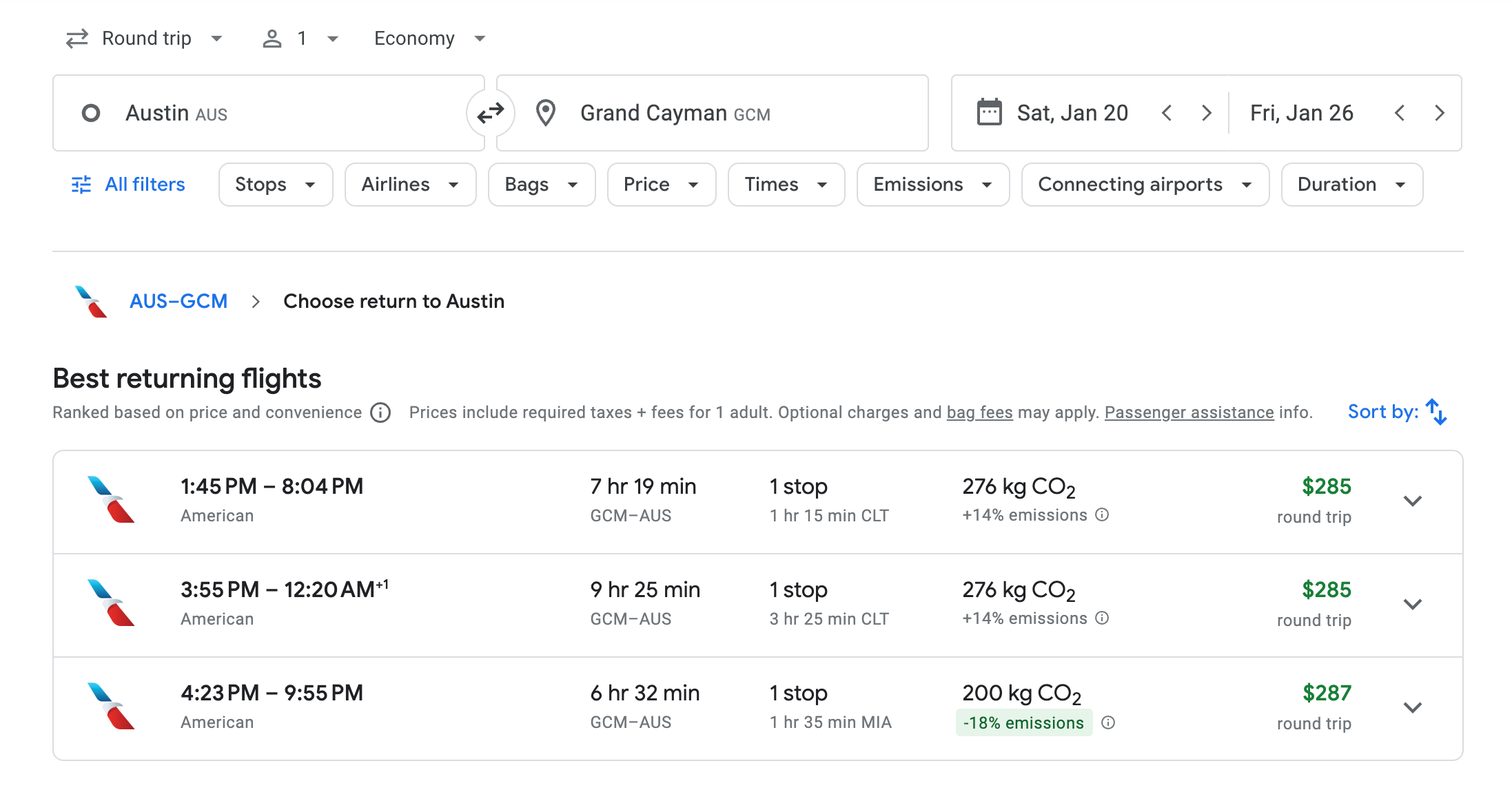 returning flights