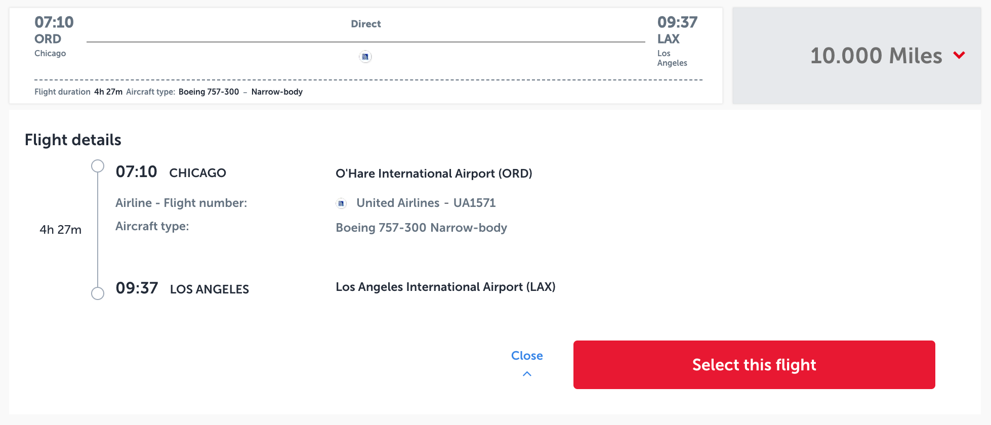 Turkish Airlines award flight from Chicago to Los Angeles
