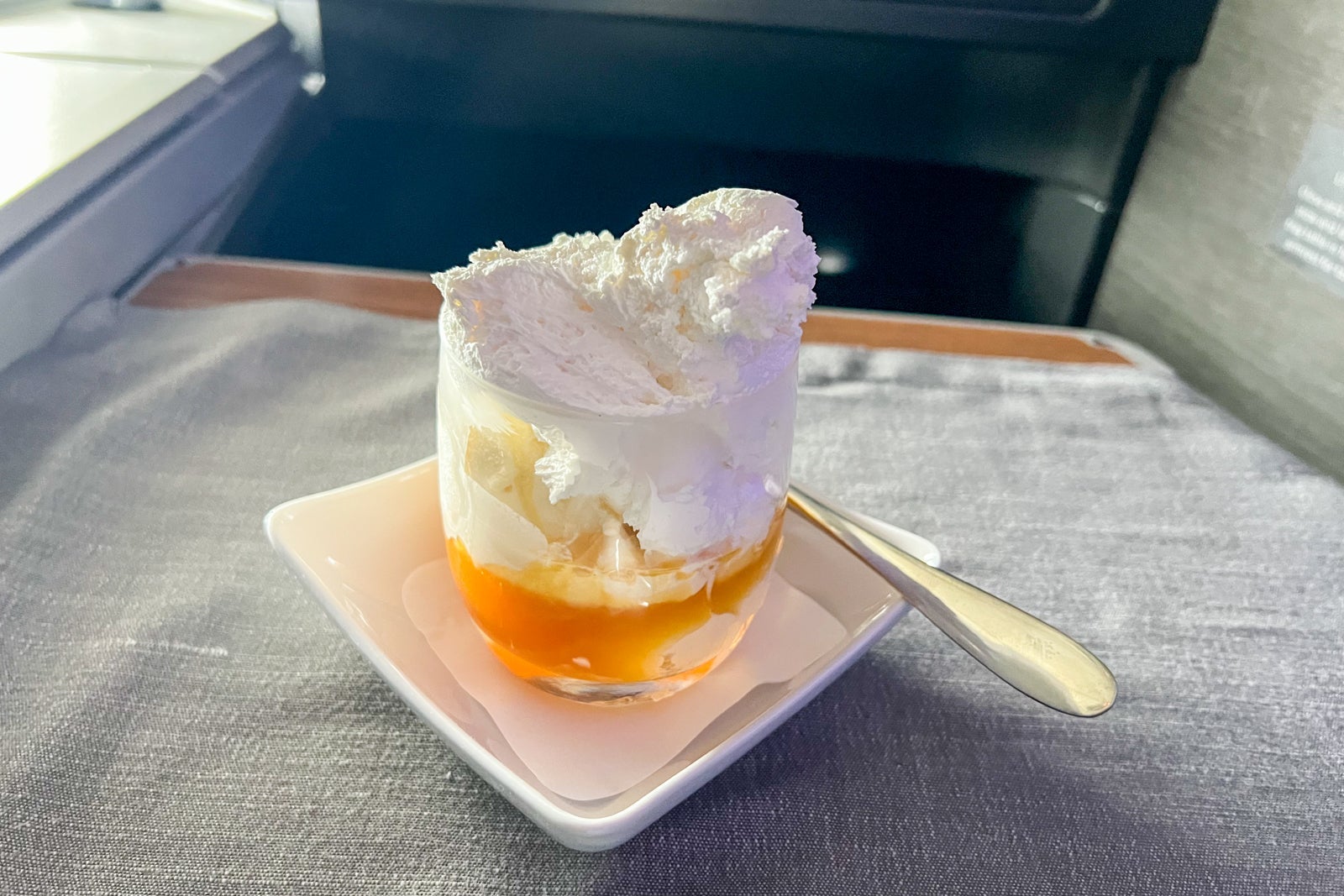 Desserts in business-class flight