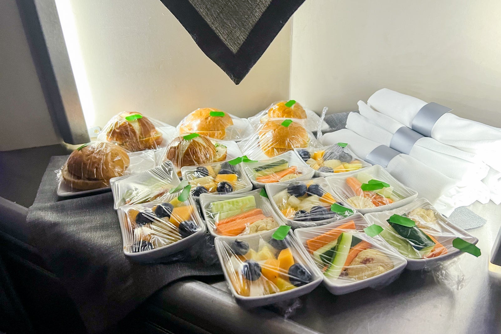 Business-class cabin snack options