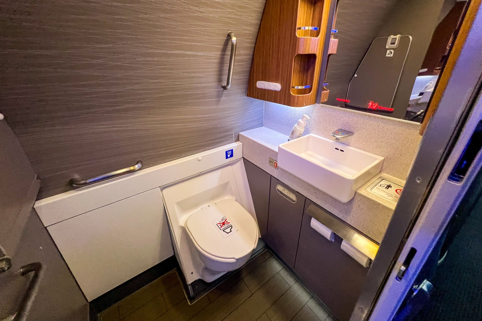 Business-class cabin bathroom