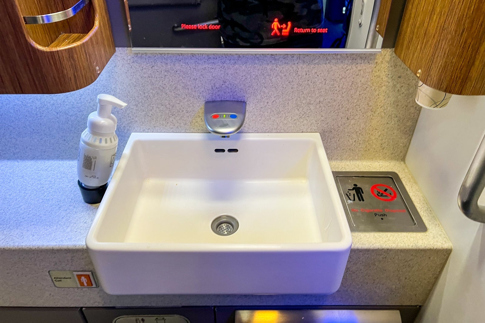 Business-class cabin bathroom