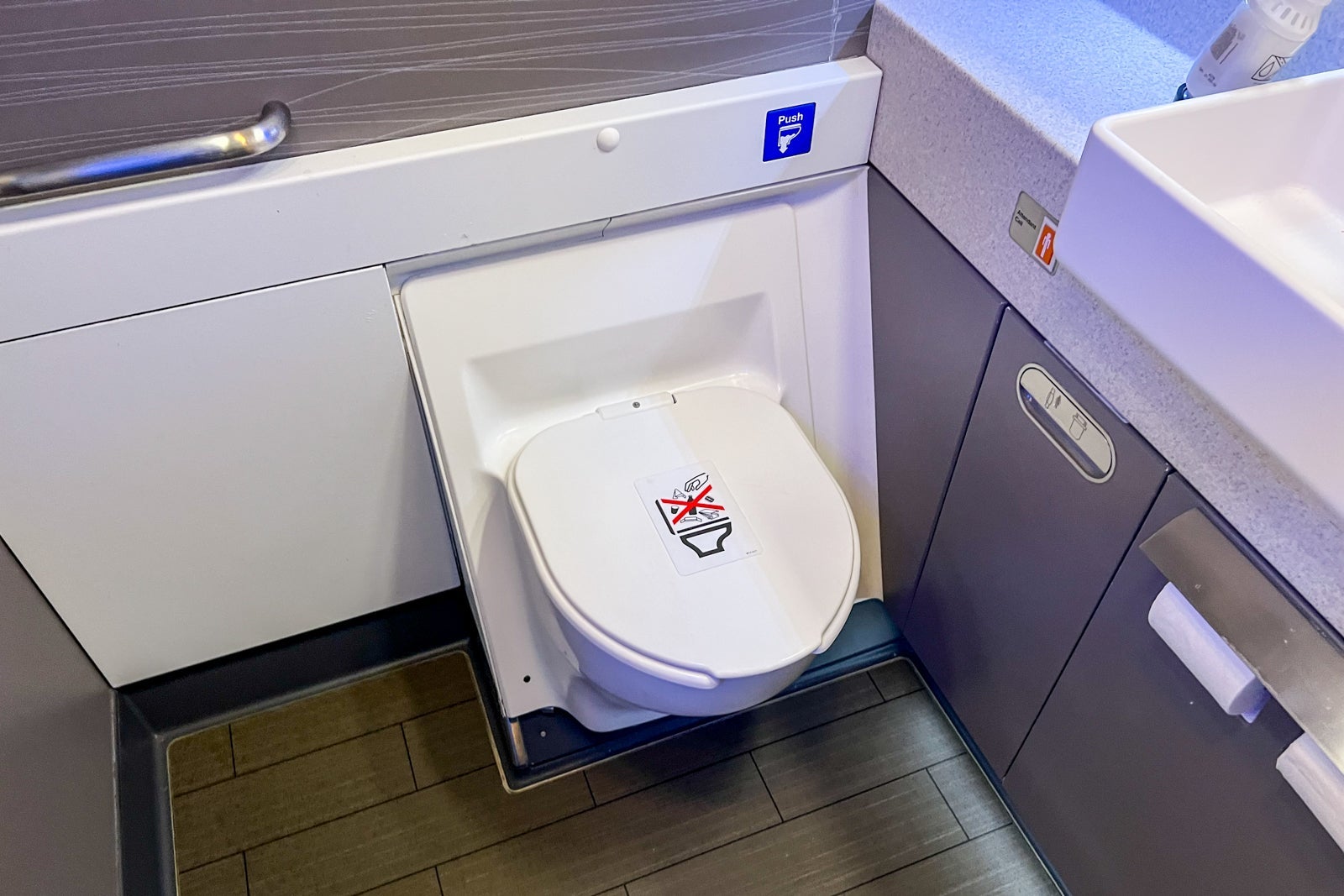 Business-class cabin bathroom