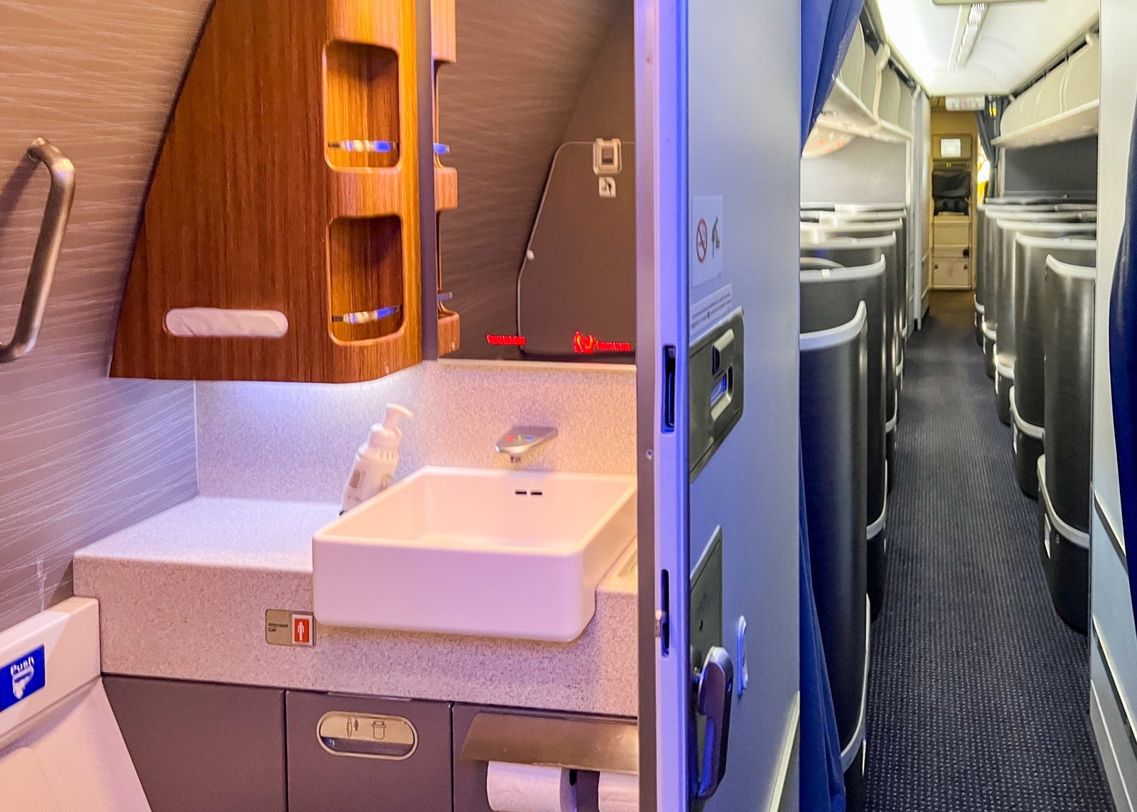 Business-class cabin bathroom