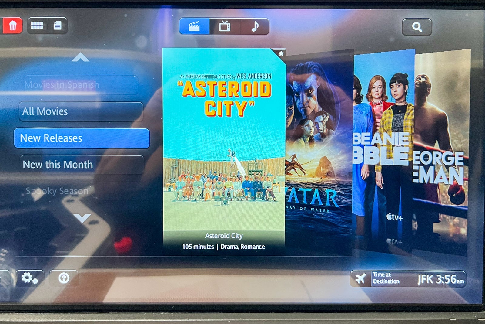 Business-class cabin inflight entertainment