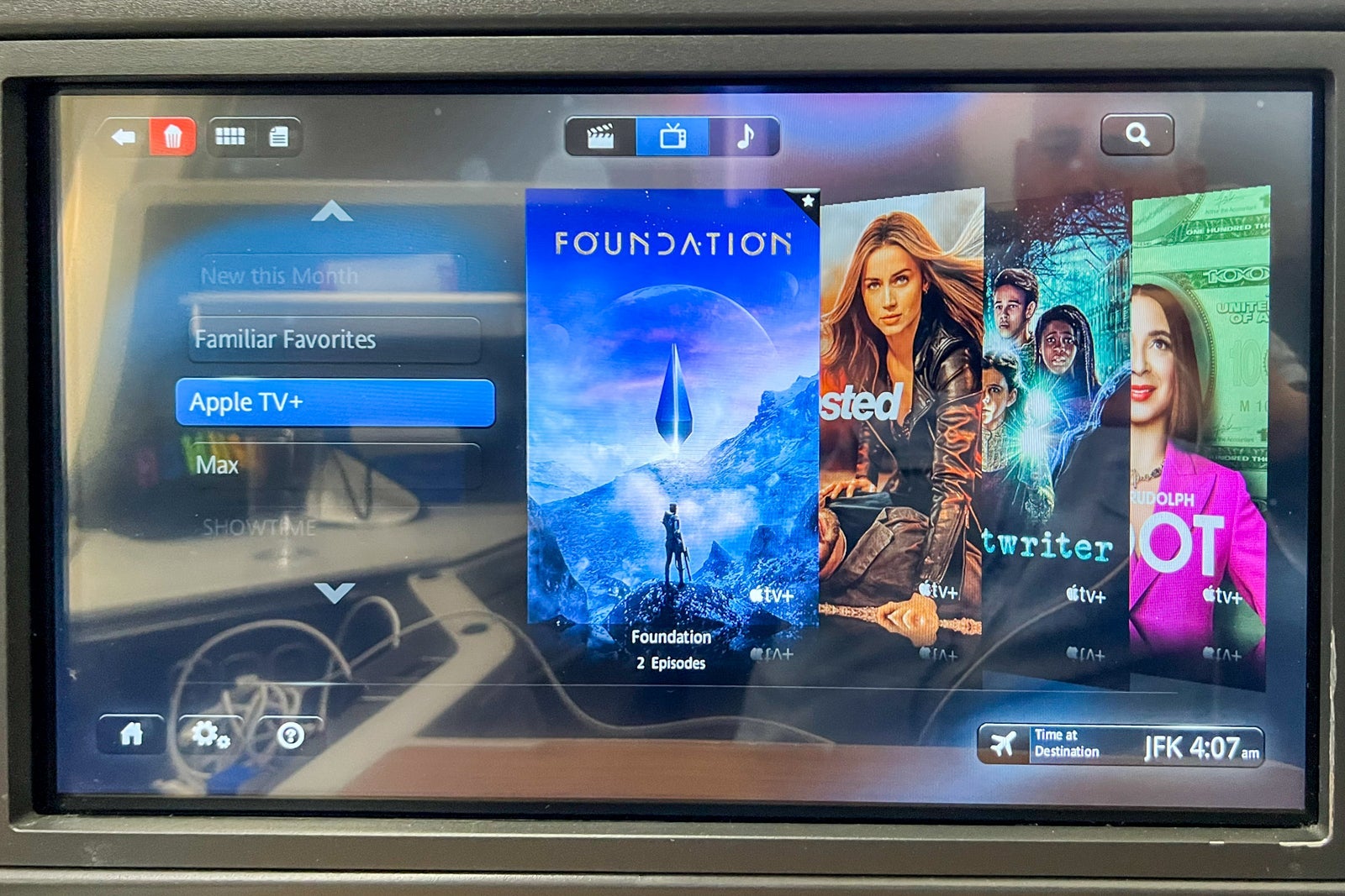 Business-class cabin inflight entertainment