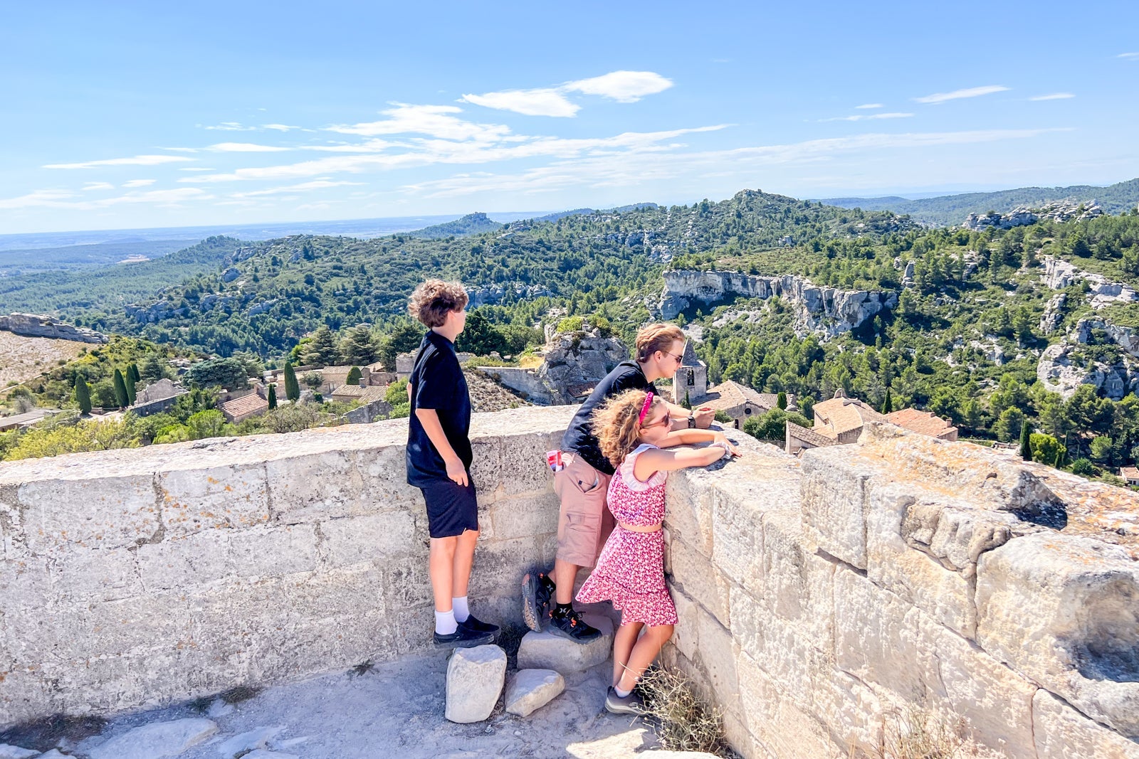 Some of Eric Rosen's family exploring a castle in France