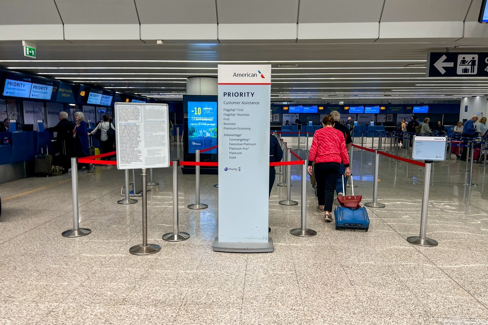 check-in area at Rome airport