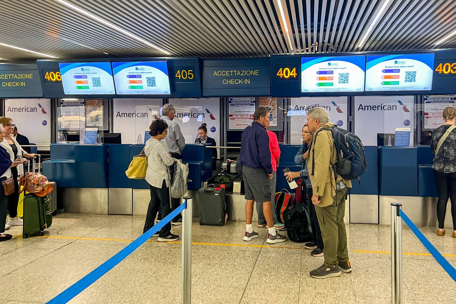 Check-in counters at Rome airport