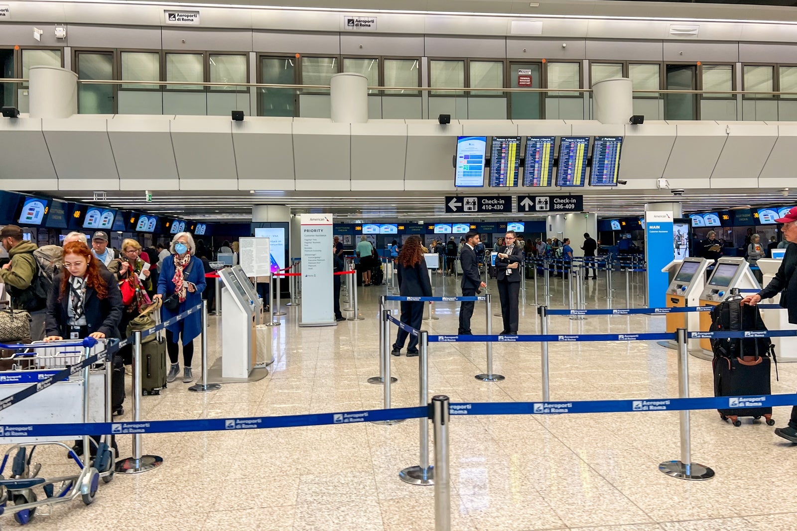 Check-in counters at Rome airport