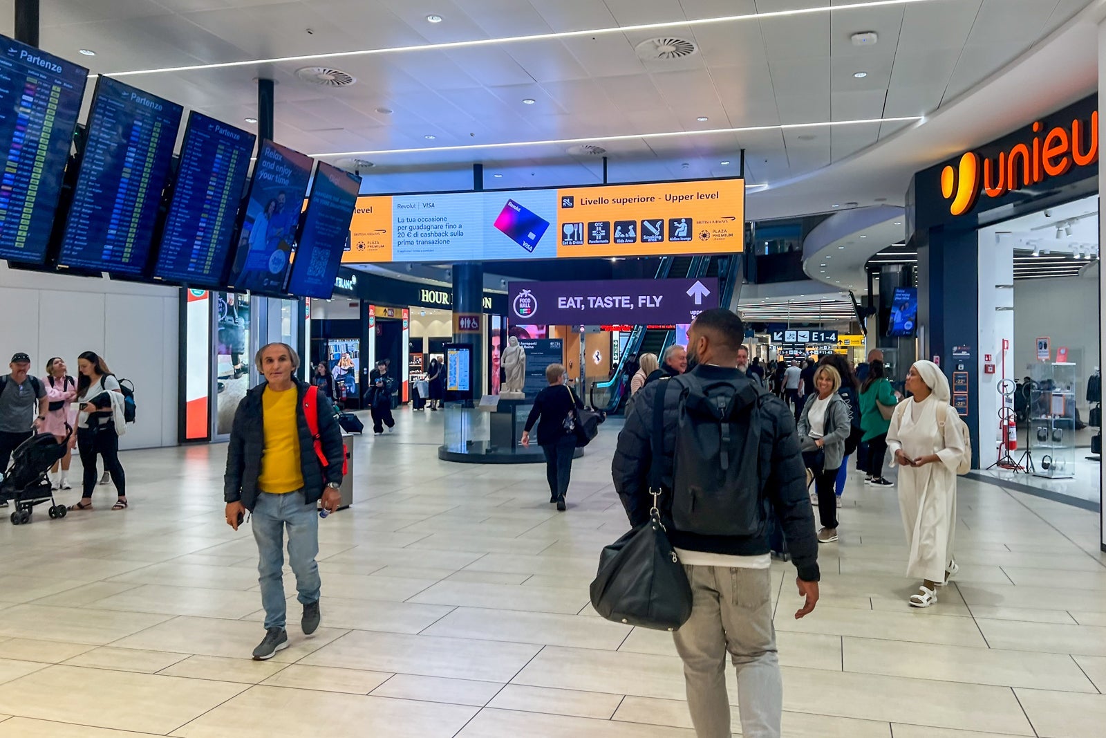 Travelers in Rome airport