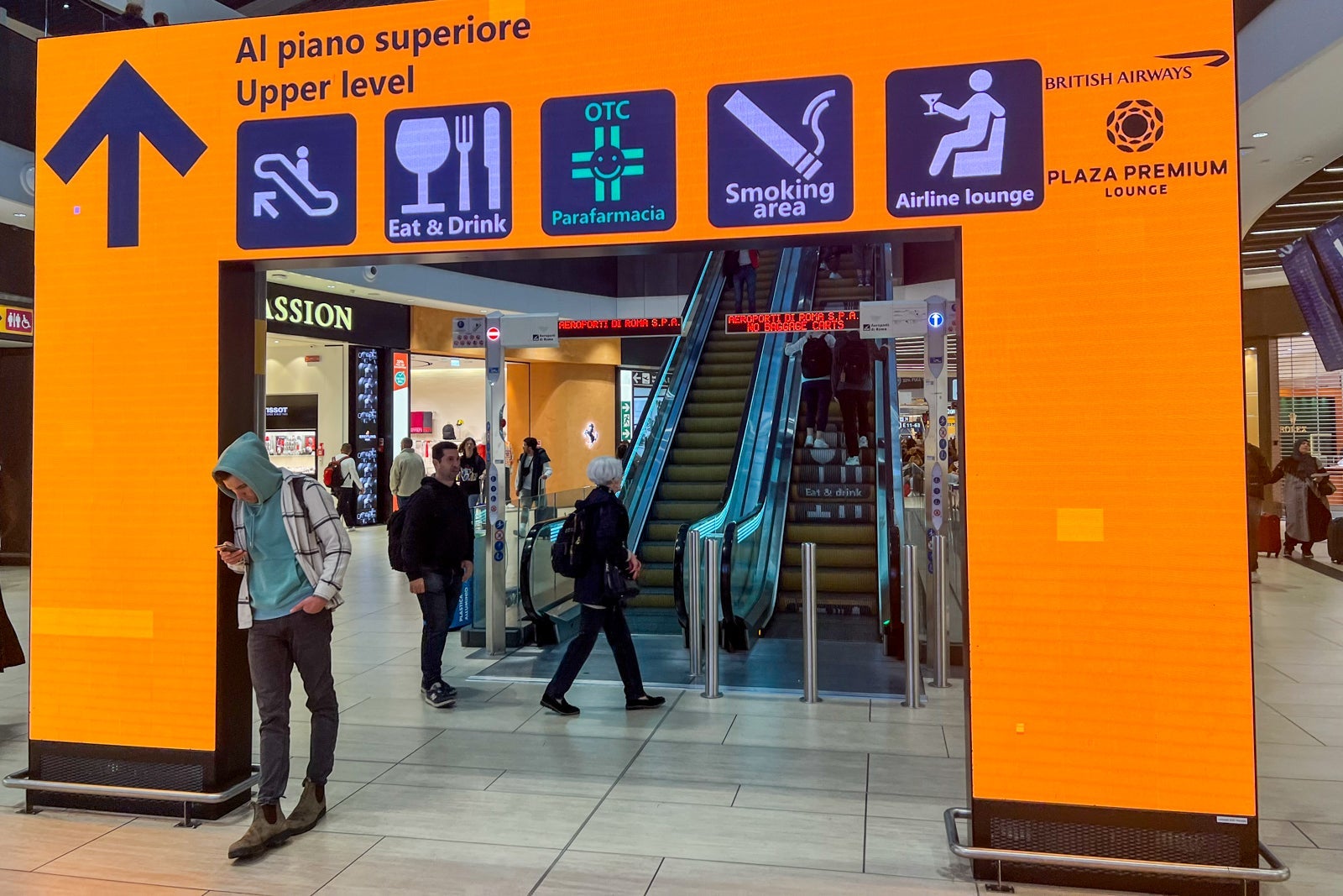 Travelers in Rome airport