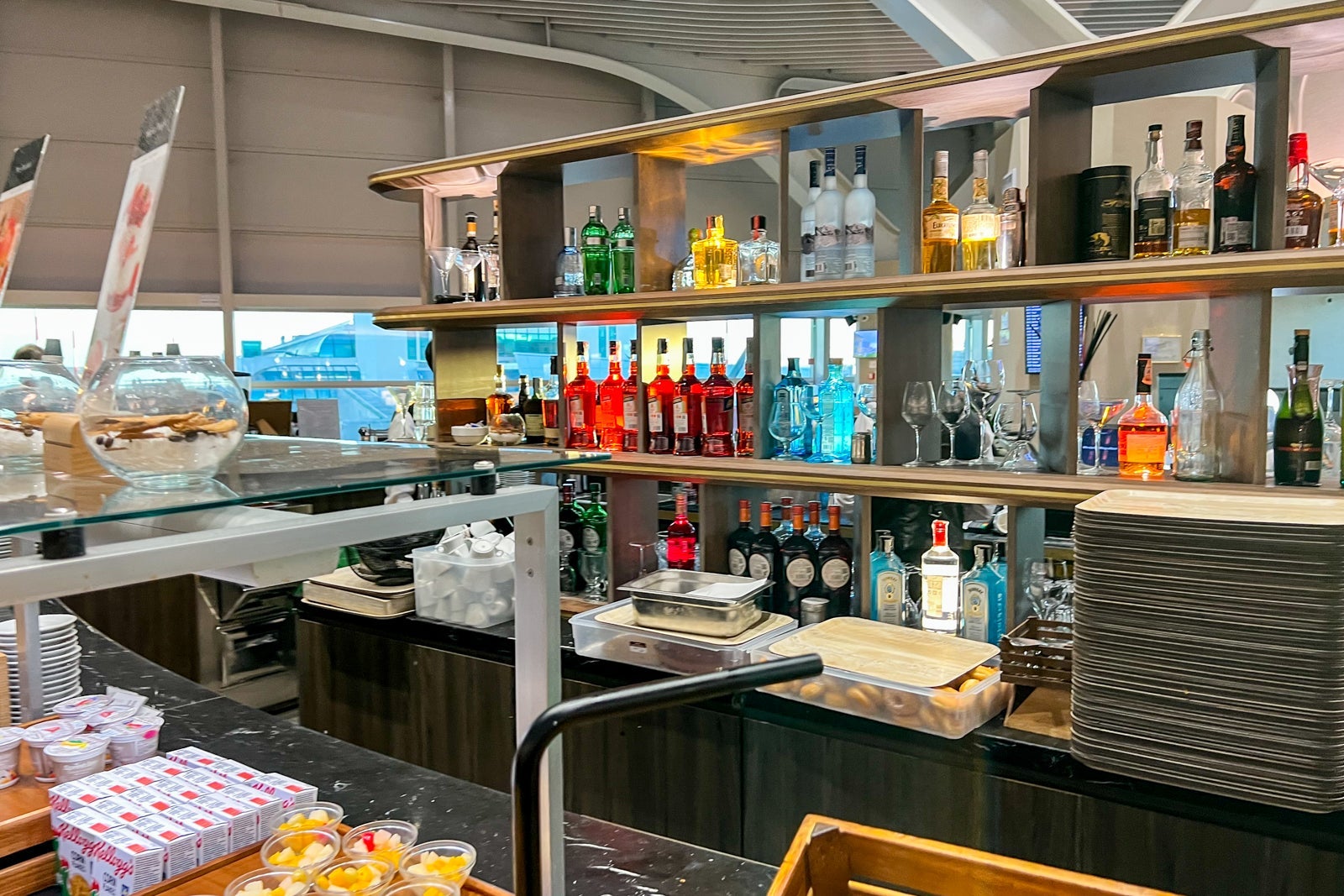 Bar at British Airways lounge in Rome airport