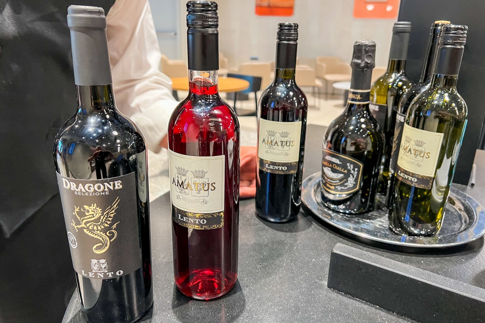 Wine selection at British Airways lounge