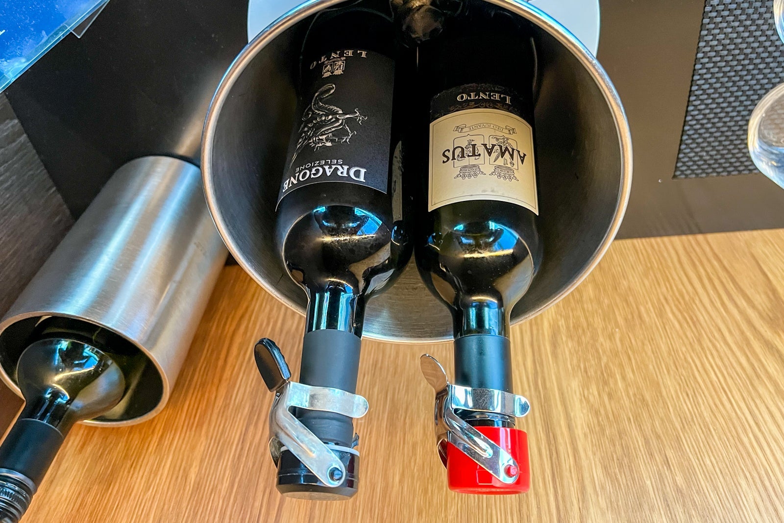 Wine selection at British Airways lounge