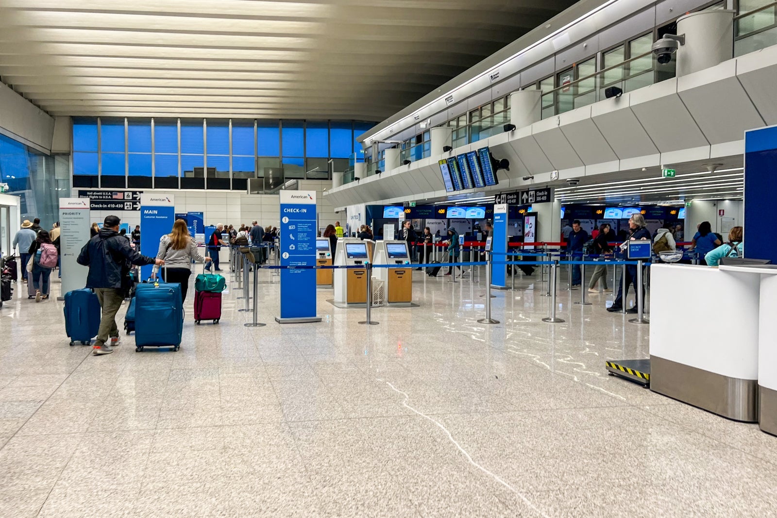 check-in area at Rome airport