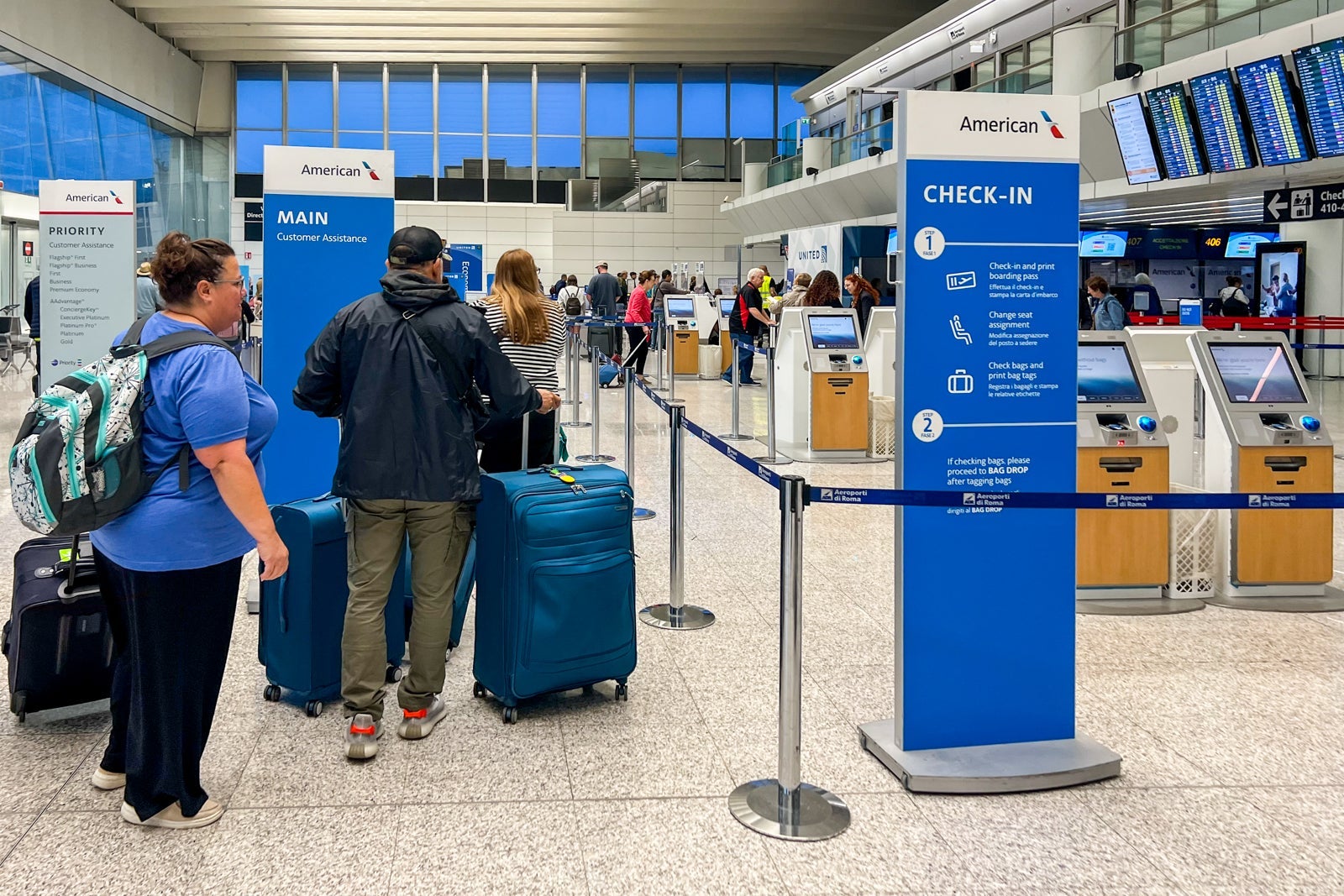 check-in area at Rome airport