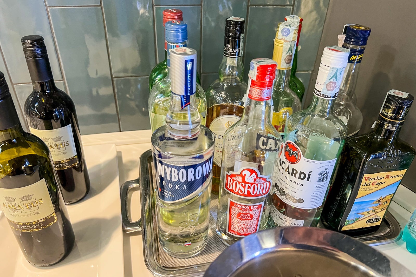 Spirits on offer at British Airways lounge
