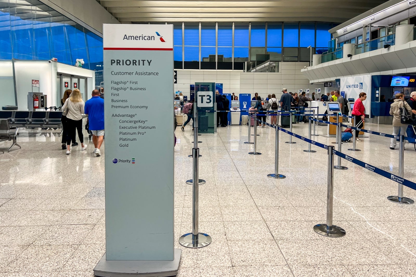 check-in area at Rome airport