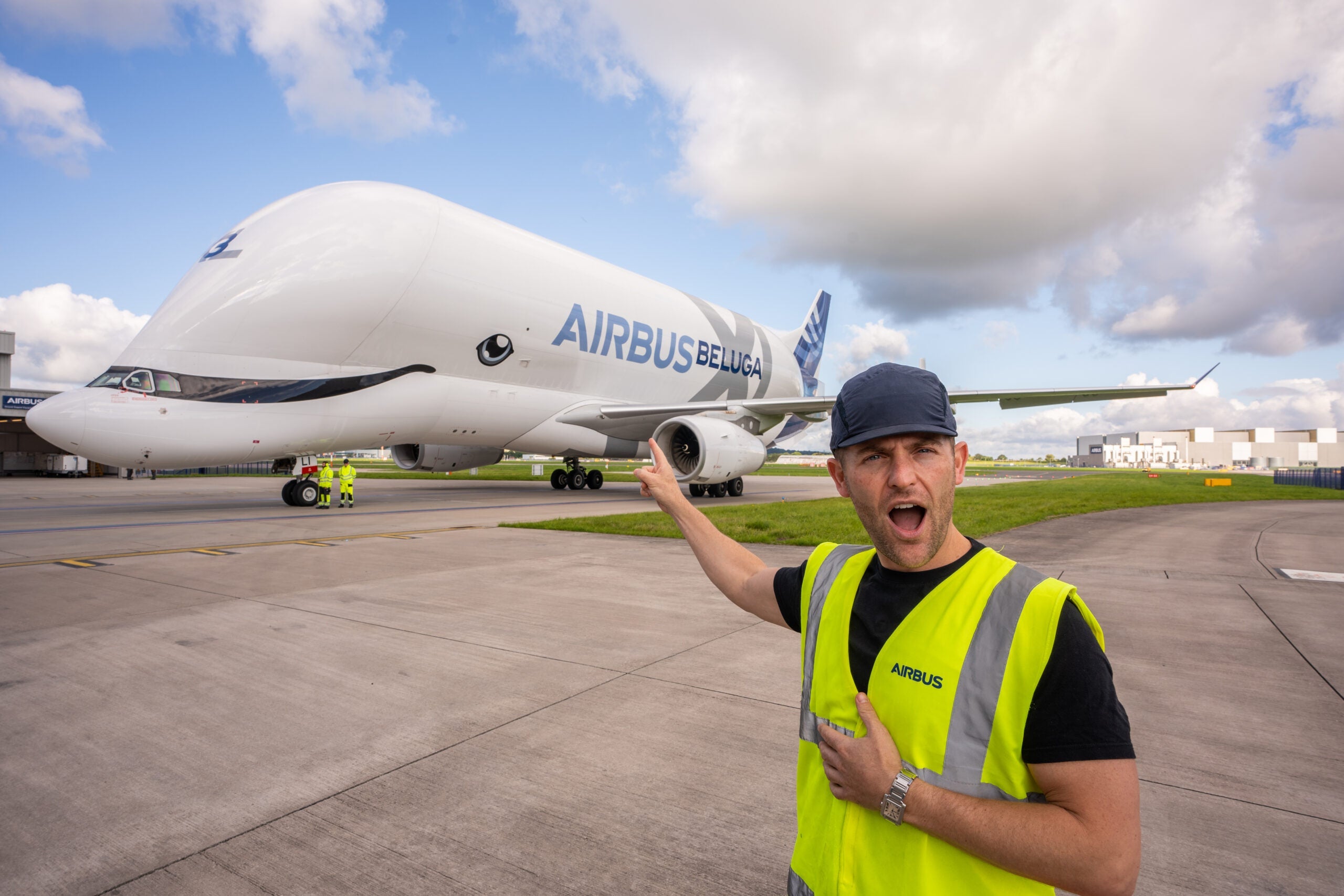 nicky in front of plane