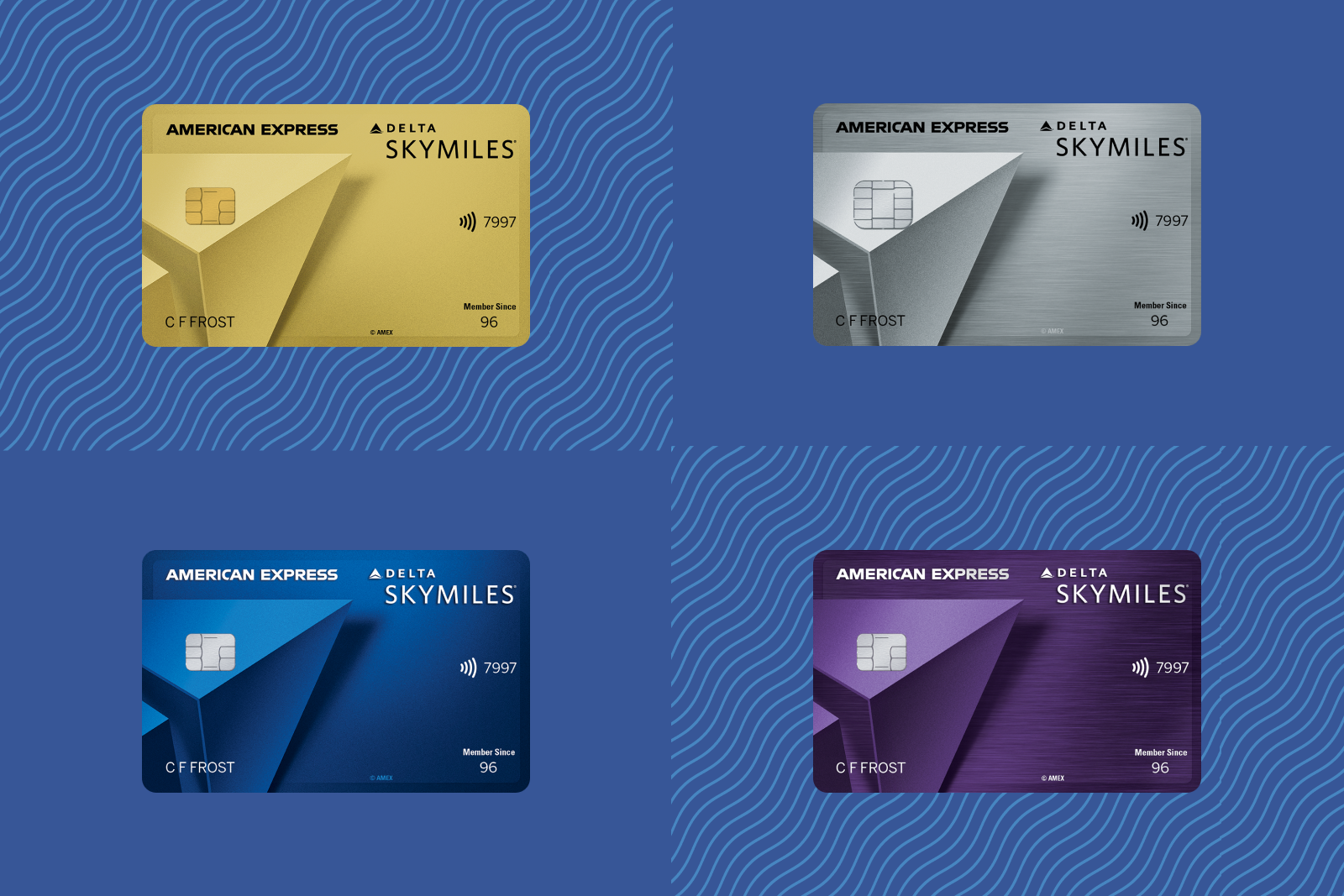 Array of 4 Delta Amex cards