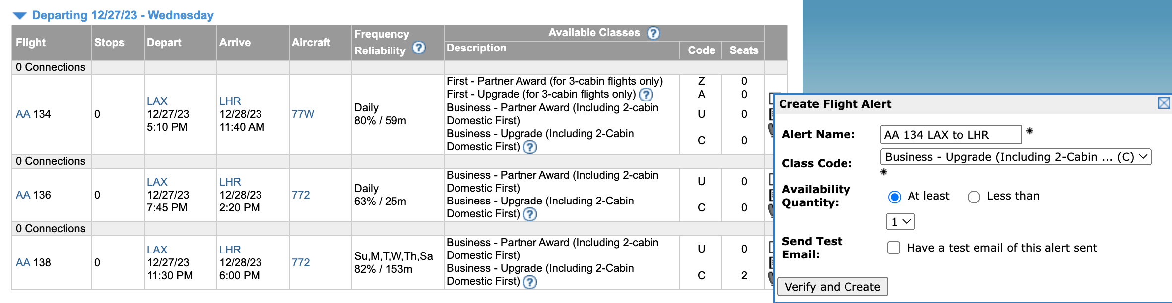 ExpertFlyer fare classes