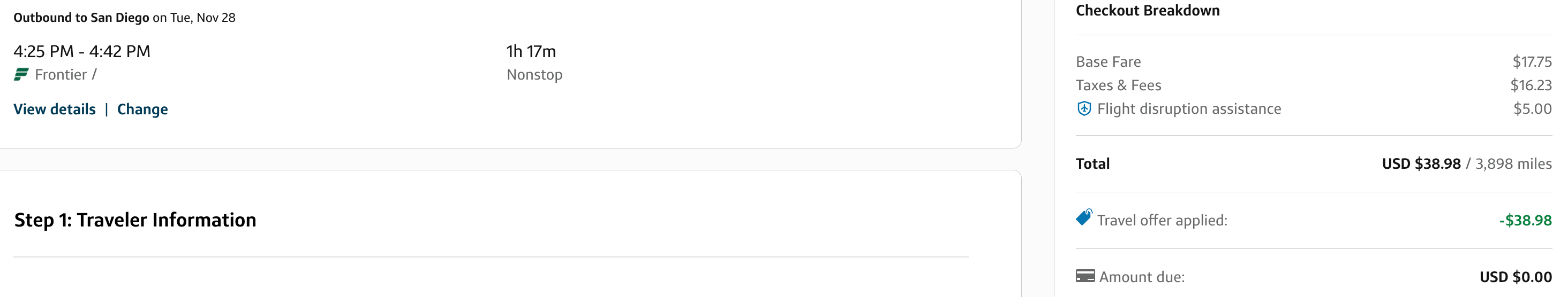 PHX to SAN on Frontier Airlines