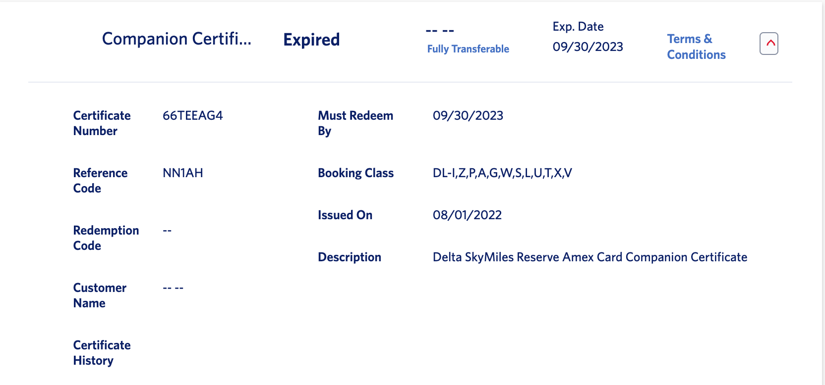 Expired companion certificate. DELTA.COM