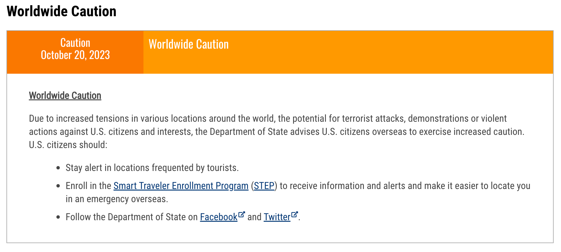 worldwide caution banner