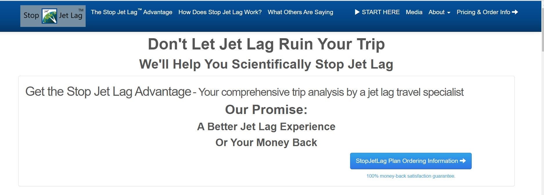 Stop Jet Lag home screen