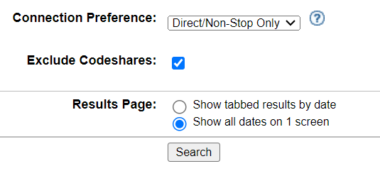 ExpertFlyer search