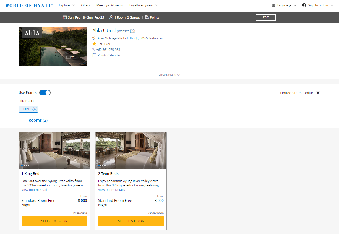 Hyatt award calendar