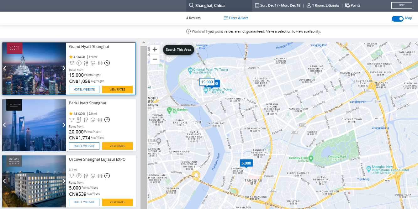 Redeeming Hyatt points