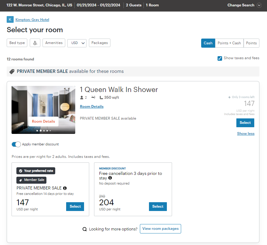 Booking IHG member sale