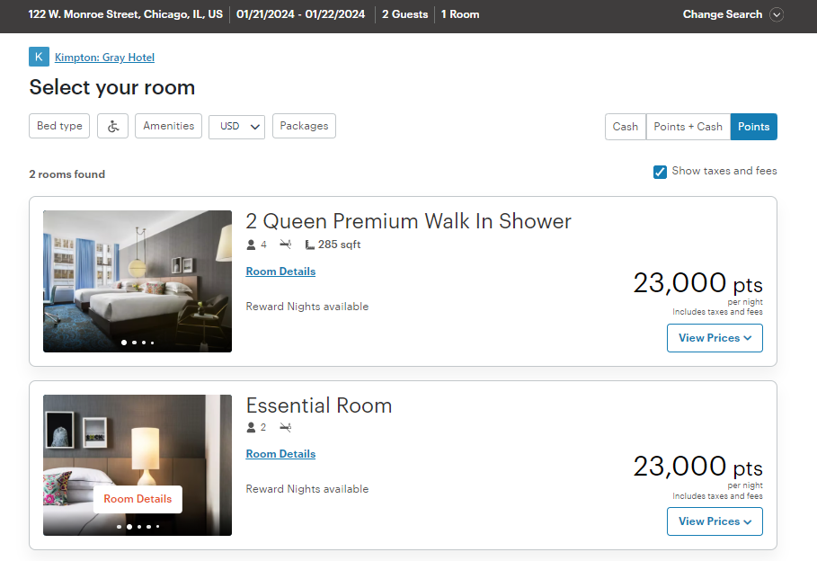 Booking IHG award stay