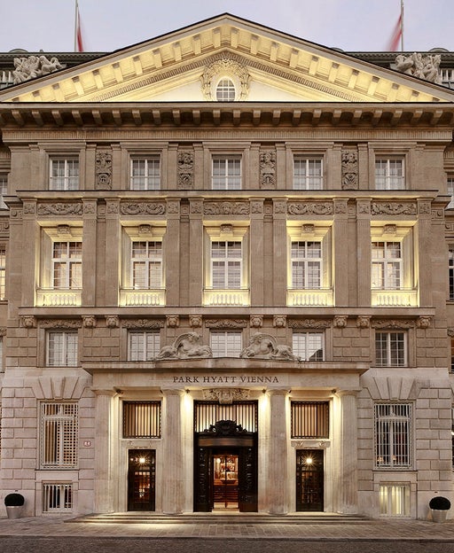 Parky Hyatt Vienna exterior lit up