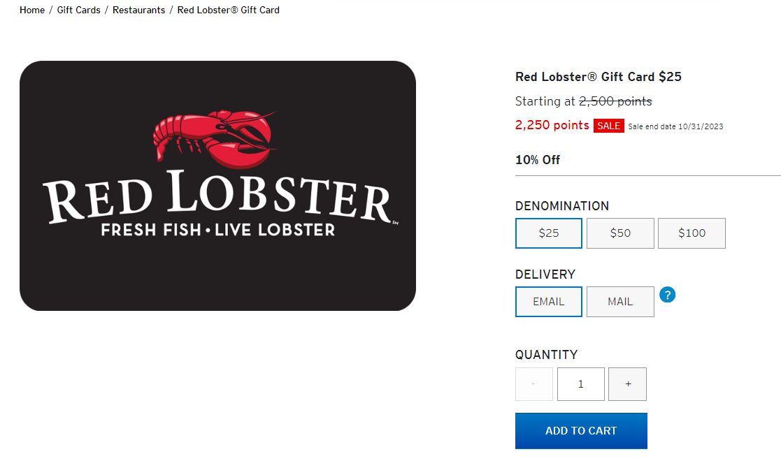 Redeem Citi ThankYou points for a gift card